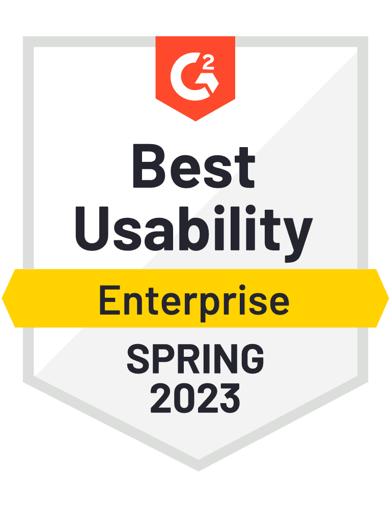 G2 badge — Best usability, Spring 2023